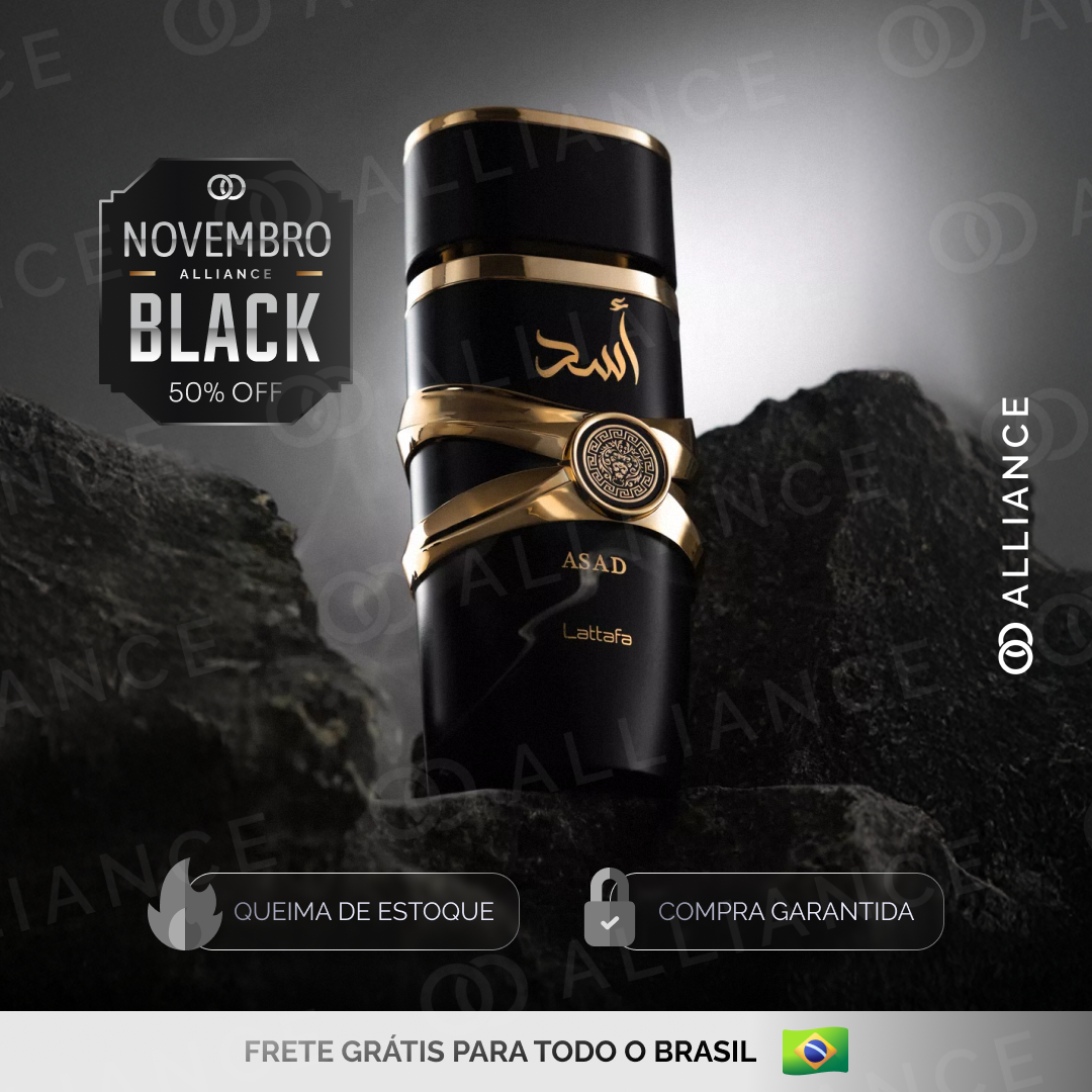 Kit Perfume Árabe - Lattafa ASAD (100ml) - [NOVEMBRO BLACK]